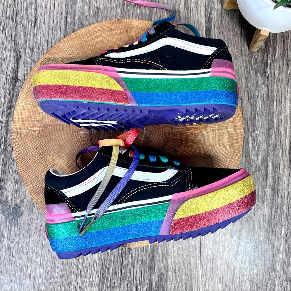 *Vans | Old Skool Unisex Stacked Rainbow Platform Size 5 - Picture 7 of 15